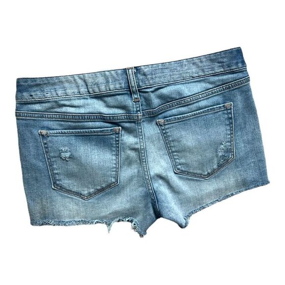Womens Express Jeans Medium Wash Mid-Rise Denim Jean Cut Off Raw Hem Shorts - 2 - Picture 2 of 2